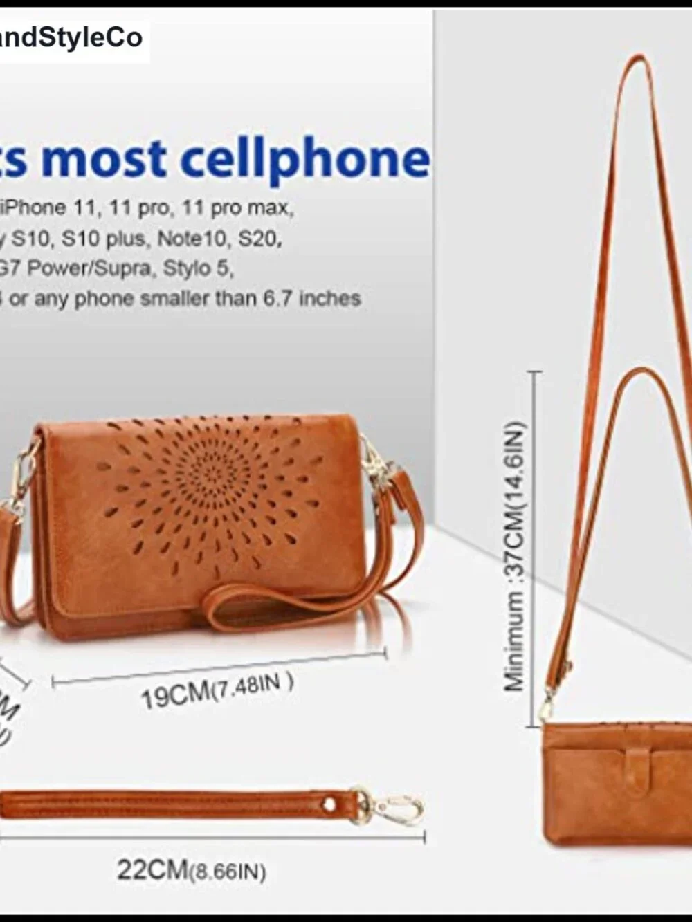Multifunction Vegan Leather Crossbody Bag RFID Wristlet Wallet Phone Purse